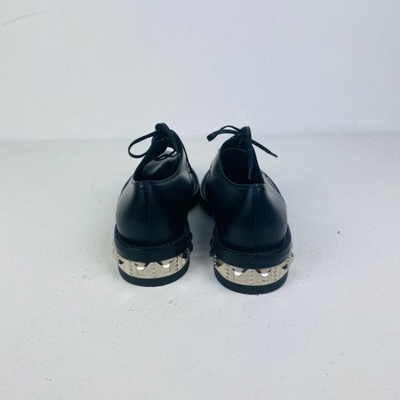 Miu Miu Black Smooth Leather Studded Chunky Classic Formal Lace Up Shoes UK 2.5 - Picture 8 of 12